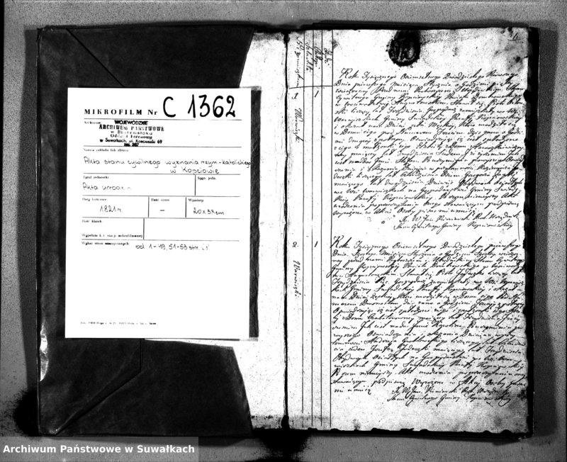 image.from.unit.number "Akta Urodzonych Gminy Kopciowskiey Powiatu Dombrowskiego w Woiewództwie Augustowskim od dnia Pierwszego Miesiąca Stycznia 1821 Roku"