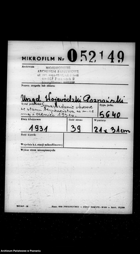 Obraz 2 z jednostki "Sprawozdania okresowe ze stanu bezpieczeństwa za miesiąc maj i czerwiec 1931 r. nr 18-19"