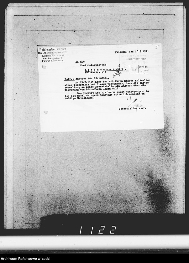 Obraz 9 z jednostki "Konto 00, Komm.221-240. [Rachunki i potwierdzenia odbioru mebli biurowych, kuchennych]"