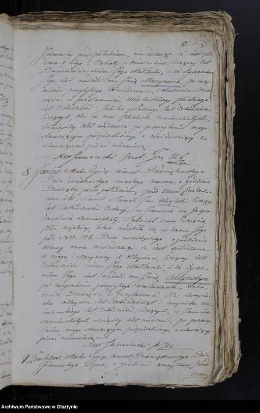 image.from.unit.number "Duplikat. Akta Urodzenia, Zeyścia, Zapowiedzi i Małżeństw wraz z Annexami Gminy Janow od dnia 1 Maja do dnia 30 Kwiet[nia] Roku 1819/20"