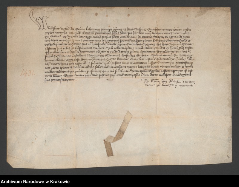Obraz 7 z kolekcji "Dokumenty i pieczęcie Władysława III Jagiellończyka (1424‒1444) zwanego Warneńczykiem, króla Polski i Węgier111"