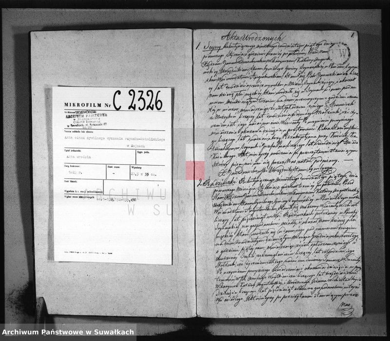 image.from.unit.number "Akta urodzonych gminy seyneńskiey w roku 1825."
