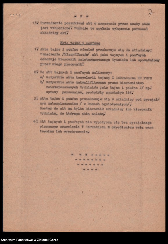 Obraz 9 z jednostki "Archiwum KW - protokóły zdawczo-odbiorcze przekazywanych i wypożyczonych materiałów archiwalnych, sztandarów partyjnych i różnych pamiątek działaczy"
