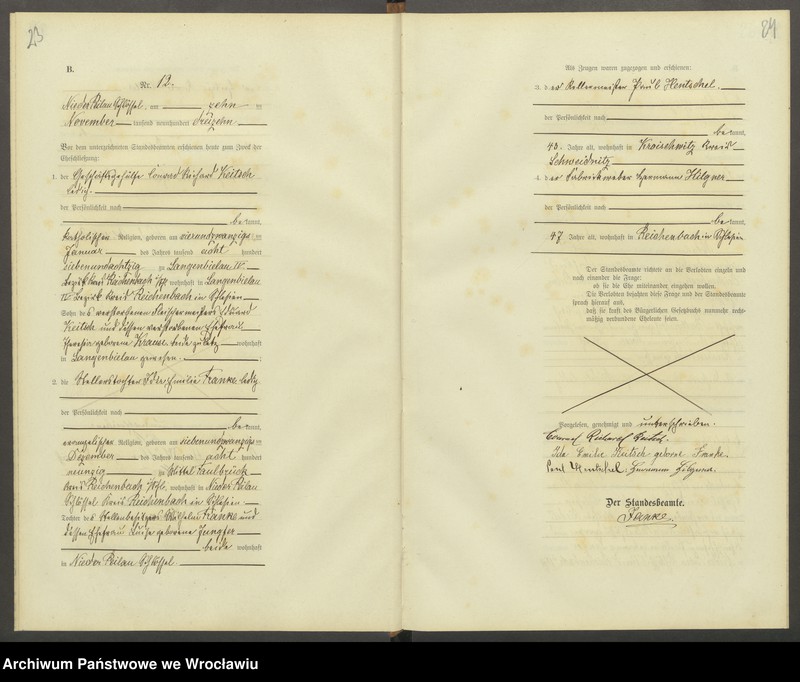 Obraz 15 z jednostki "Heiraths-Haupt-Register Nieder Peilau (Piława Dolna) 1913-1917"
