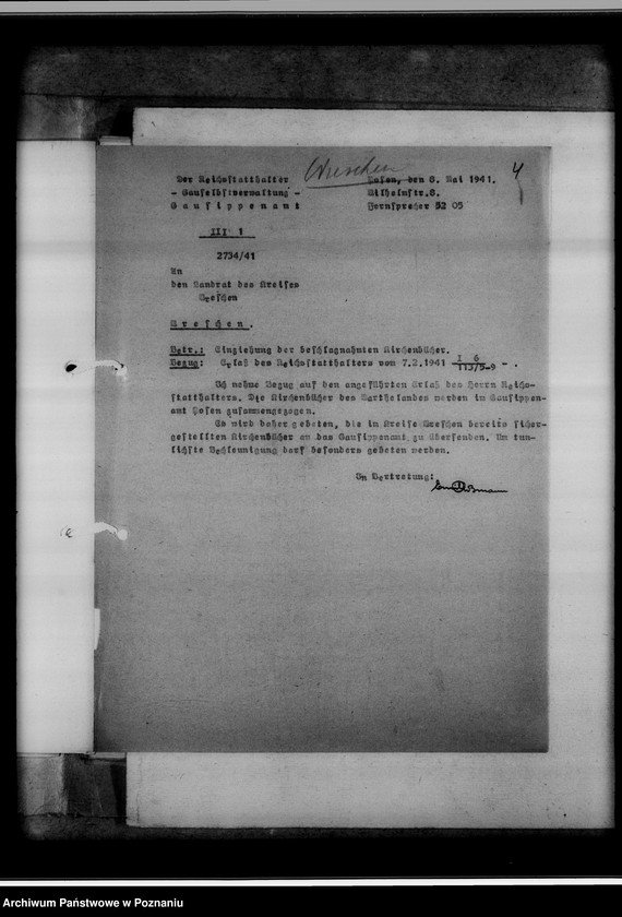 Obraz 8 z jednostki "Einziehungsprotokolle [ksiąg kościelnych] Kreis Wreschen [powiat wrzesiński]"