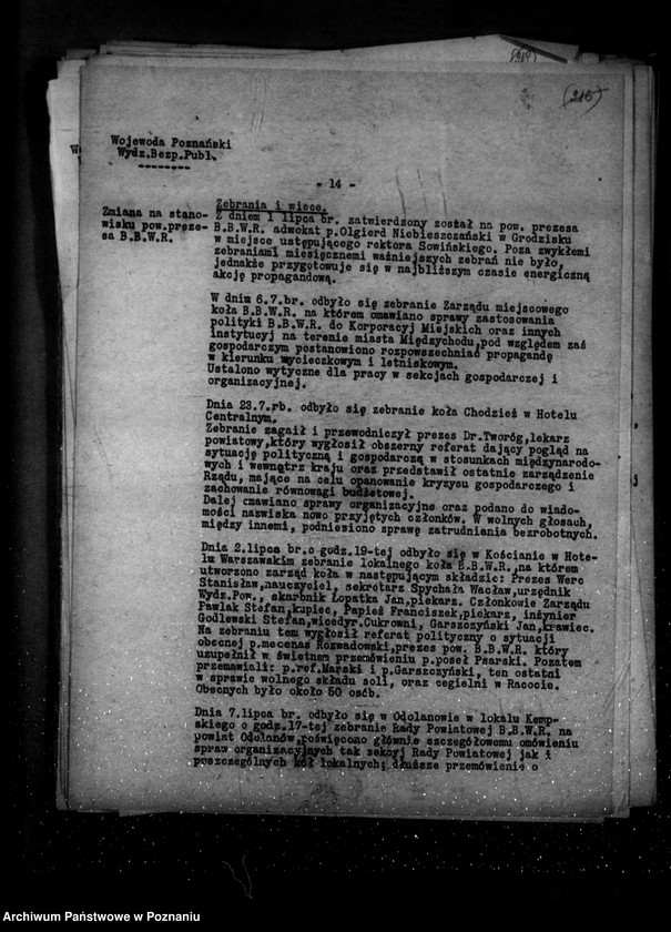Obraz 18 z jednostki "Sprawozdania sytuacyjne z legalnego ruchu polityczno-społecznego za miesiące lipiec, sierpień, wrzesień 1931 r."