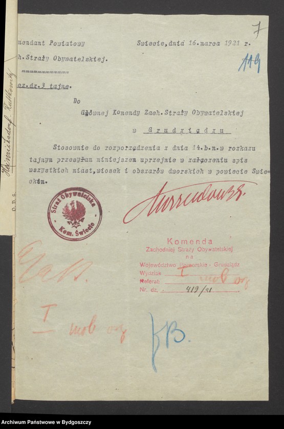 image.from.unit.number "Akta organizacyjno-mobilizacyjne [odnośnie struktury, organizacji, liczebności, rozlokowania członków Zachodniej Straży Obywatelskiej i ich uzbrojenia]"