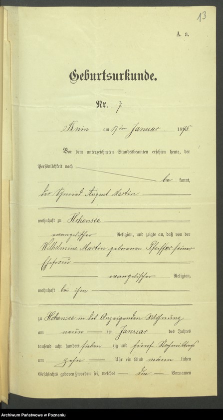 Obraz 15 z jednostki "Die von den Verlobten beigebrachten Urkunden zur Eheschliessung pro 1901. Vol VII"