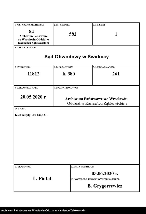 image.from.unit.number "Amtsgericht Schweidnitz Duplicate der Kirchenbücher von Würben"