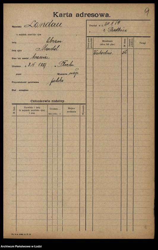 Obraz 11 z jednostki "[Spis ludności Łodzi] Landau - Landman"
