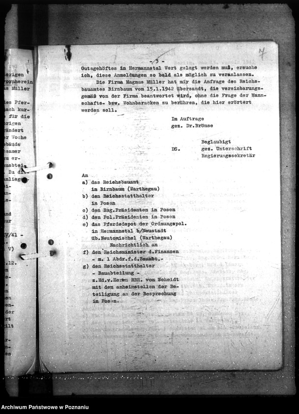 Obraz 11 z jednostki "Barackenbedarf der Ordnungspolizei - Posen: 1) Kraftwagenbaracke, 2) 2 Gefängnisbarakken, 3) 3 Baracke für Kaserne, 4) 7 - 1 Backere für Hermannstal"