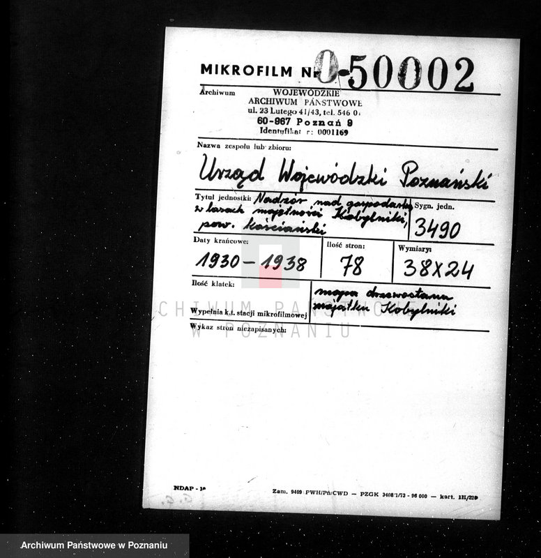 Obraz 2 z jednostki "Nadzór nad gospodarką w lasach majętności Kobylniki powiat kościański"