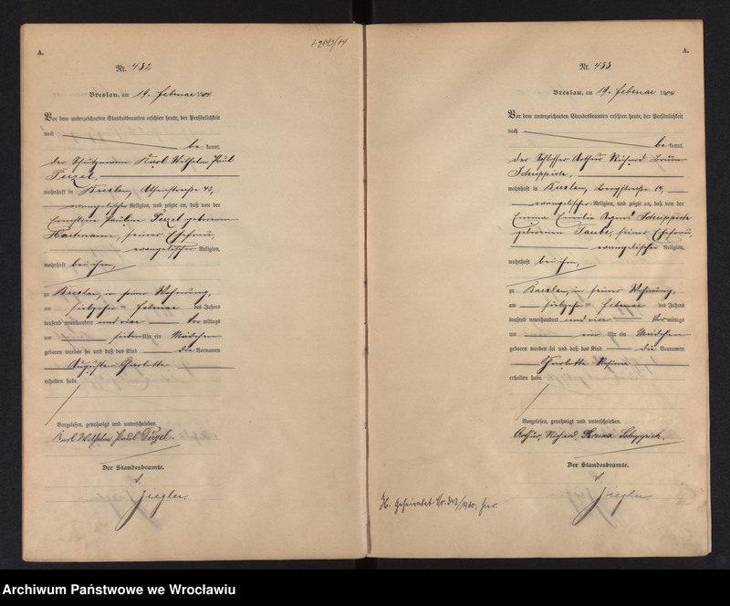 image.from.unit.number "Geburts-Haupt-Register Breslau I 1904 Band 2"