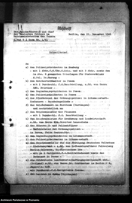 Obraz 5 z jednostki "Barackenbedarf der Ordnungspolizei - Posen: 1) Kraftwagenbaracke, 2) 2 Gefängnisbarakken, 3) 3 Baracke für Kaserne, 4) 7 - 1 Backere für Hermannstal"