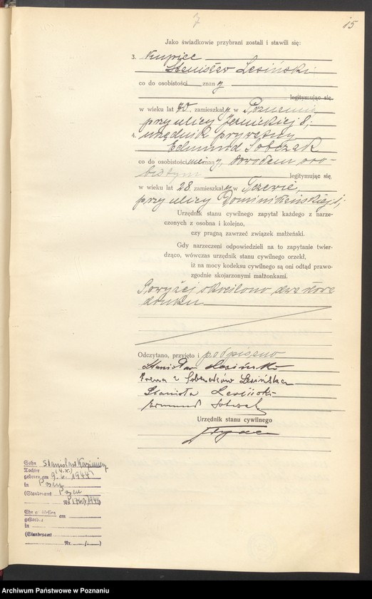 Obraz 16 z jednostki "Księga miejscowa małżeństw tom I [Rejestr główny małżeństw]"