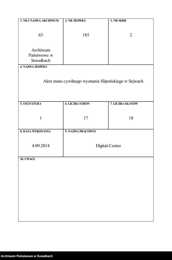 image.from.unit.number "Akta Urzędnika Stanu Cywilnego Sekty Filipońskiej Gminy Sejwy tyczące się Zawartych Malżeństw na Rok 1849 i za Rok 1850"