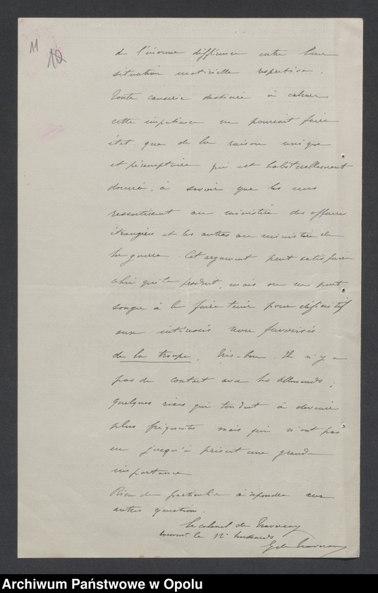 Obraz 12 z jednostki "/Raporty miesięczne oddziałów wojsk francuskich o morale żołnierzy/ V 1920"