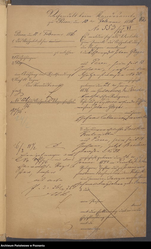 Obraz 14 z jednostki "Die von den Verlobten beigebrachten Urkunden zur Eheschliessung pro 1876"