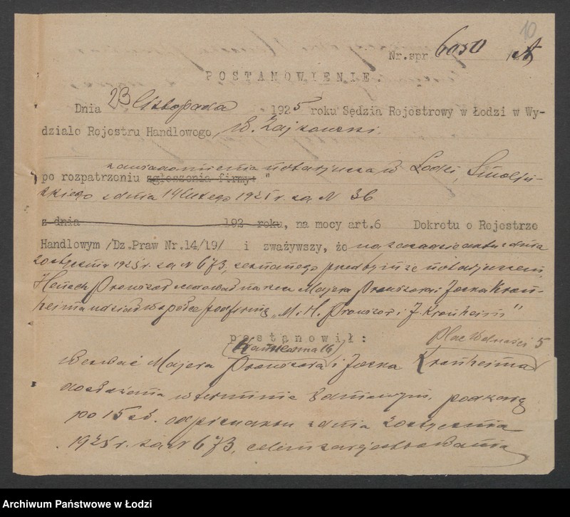 Obraz 12 z jednostki "H. i M. Prowizer i I. Kronheim – sprzedaż naczyń kuchennych"