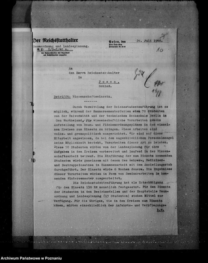 Obraz 14 z jednostki "Einsatz von Studenten für Volks - und grenzpolitische Warthegau"