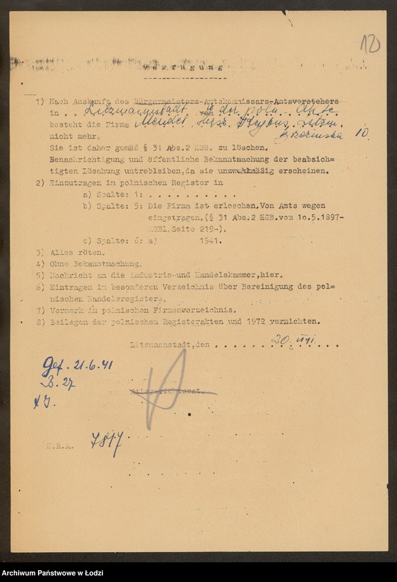 Obraz 14 z jednostki "Mendel Hersz Krybus- sprzedaż wyr. kolonialnych"