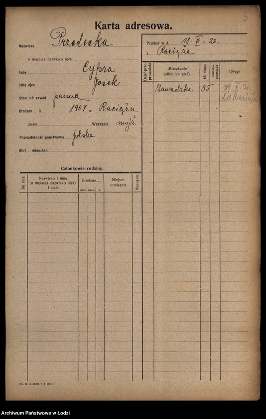 Obraz 5 z jednostki "[Spis ludności Łodzi] Przedbórz-Przybyliński"