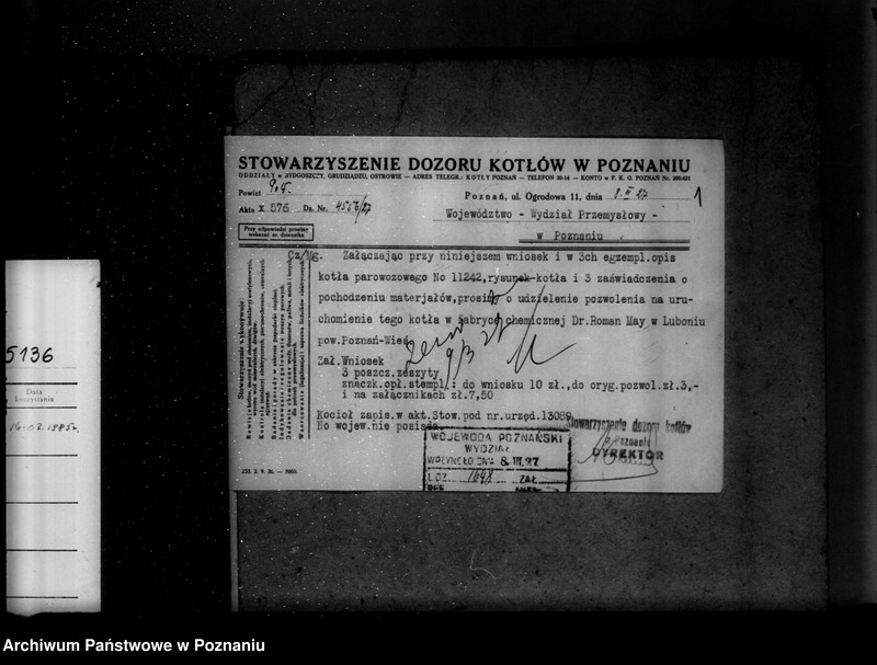 Obraz 5 z jednostki "Chemiczna Fabryka- Towarzystwo Akcyjne Dr R. Maya nr woj 5495 Luboń powiat poznański"