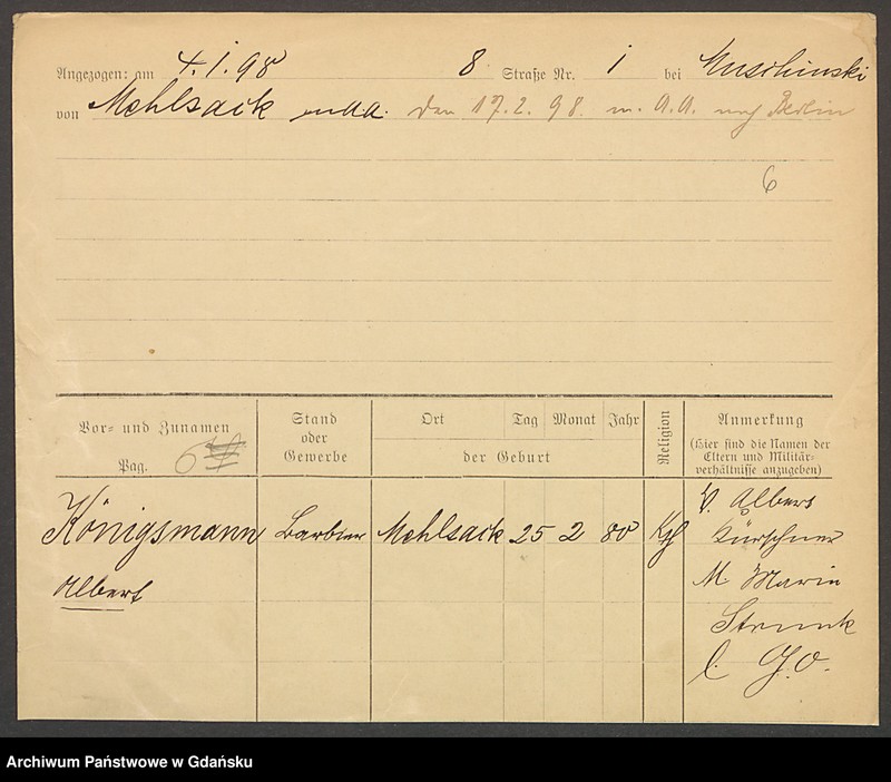 image.from.unit.number "Karty meldunkowe: Königsbeck - Koewius"