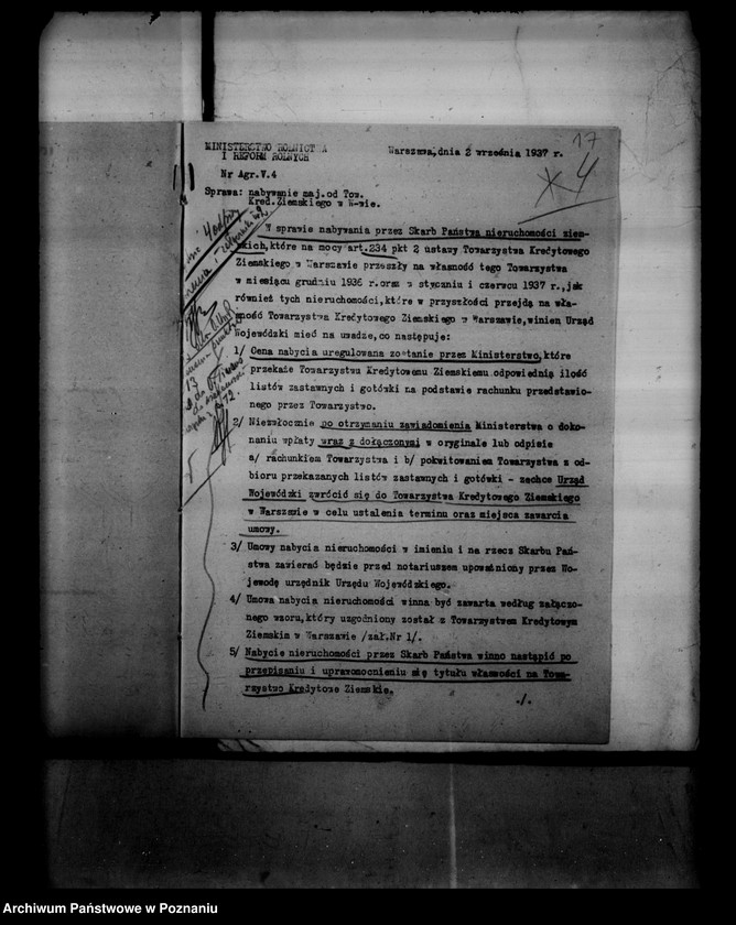 Obraz 20 z jednostki "Towarzystwo Kredytowo-Ziemskie w Warszawie, nabywanie nieruchomości w trybie art. 8 ust. O wykonaniu reformy rolnej"