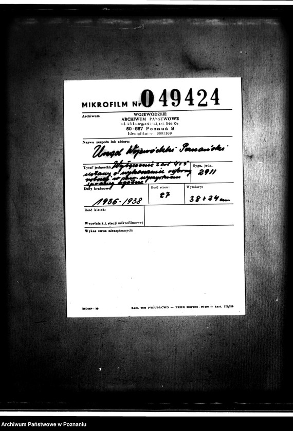 Obraz 2 z jednostki "Wyłączenie z art. 4 i 5 ustawy o wykonaniu reformy rolnej w powiecie wyrzyskim sprawy ogólne"