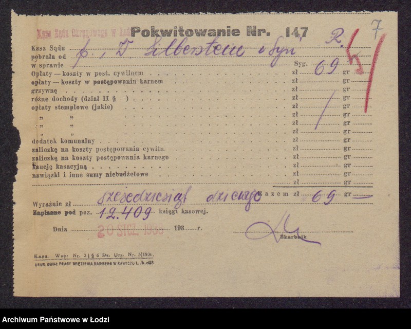 Obraz 9 z jednostki "Wolf Zilberstein, Lejb Zylbersztejn- wyrób i sprzedaż towarów półwełnianych i wełnianych"