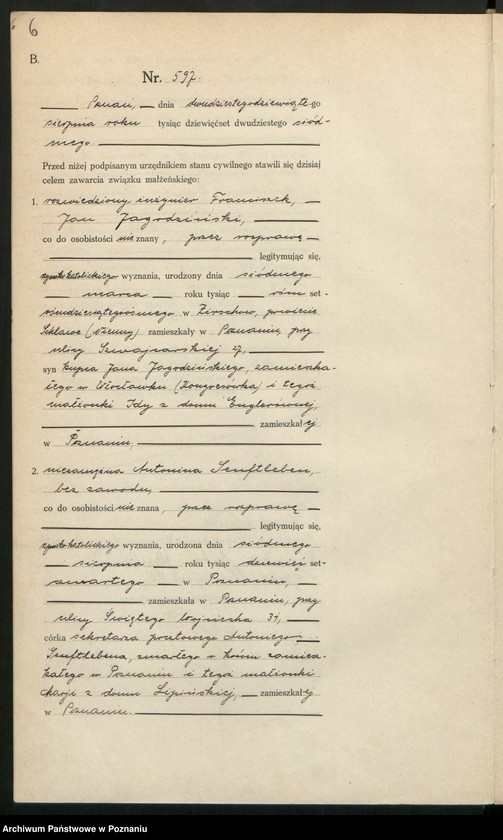 Obraz 8 z jednostki "Księga miejscowa małżeństw tom III [Rejestr główny małżeństw]"