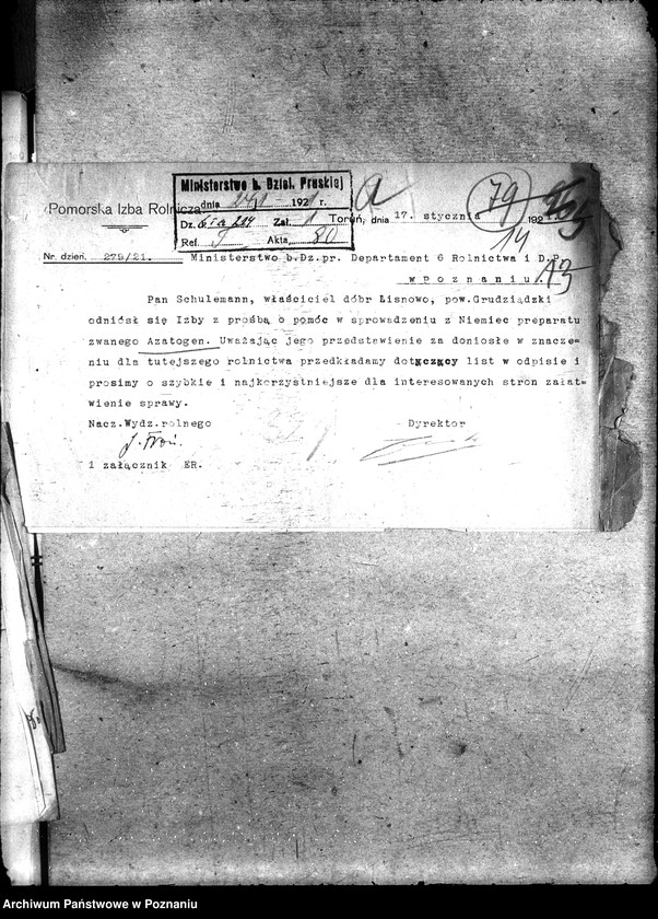 Obraz 18 z jednostki "Sprawy szczegółowo-administracyjne Sztuczne nawozy azotowe"