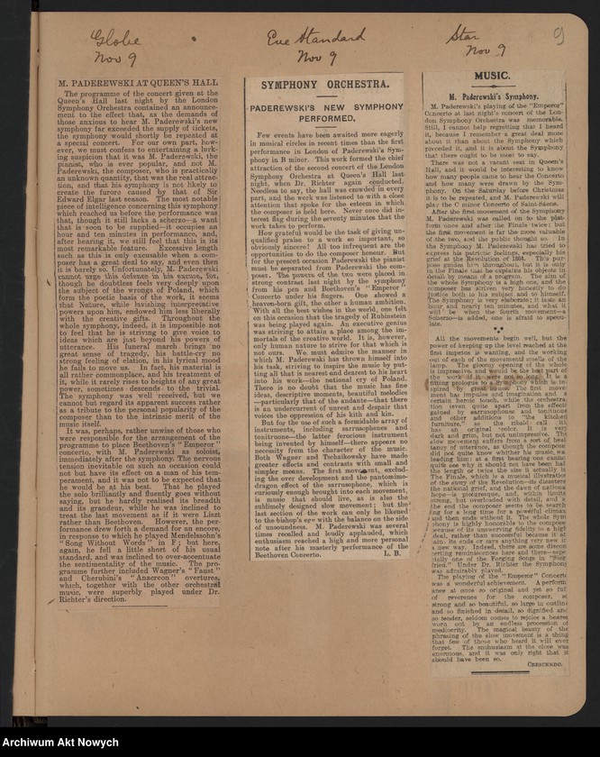 image.from.unit.number "Angleterre 1909. Wycinki prasowe dotyczące koncertów w Anglii i Szkocji"