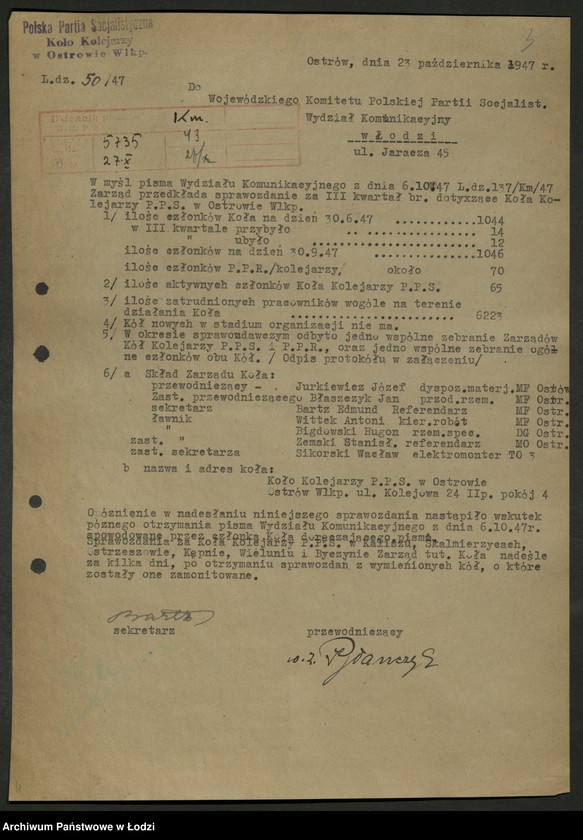 Obraz 4 z jednostki "Koło kolejowe PPS Ostrów Wielkopolski- sprawozdania, protokoły zebrań międzypartyjnych"