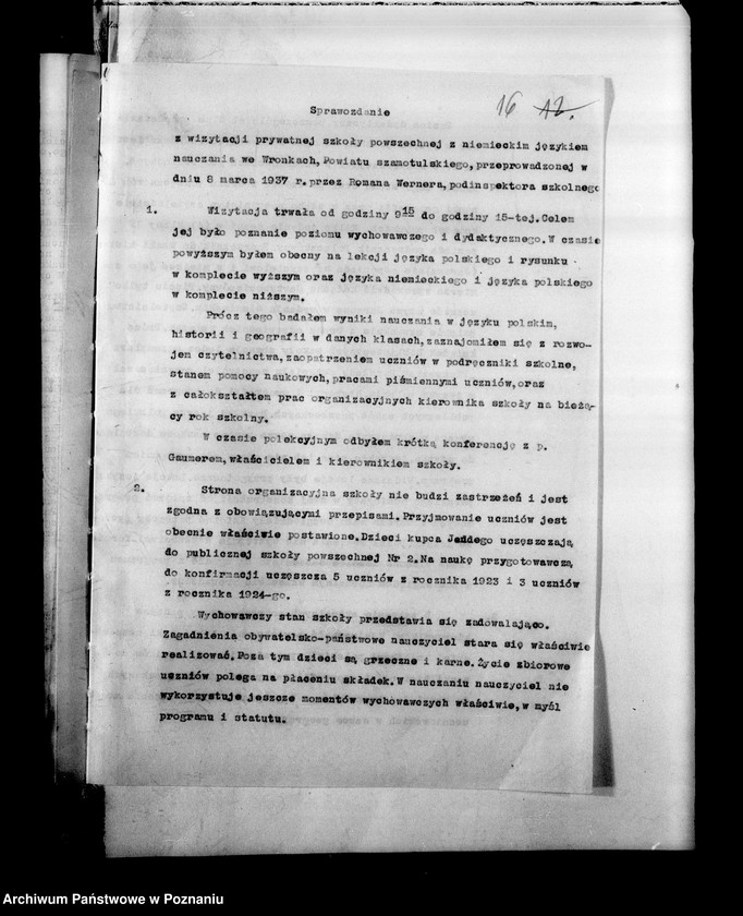 Obraz 20 z jednostki "Prywatna Szkoła Powszechna z niemieckim językiem nauczania Wronki powiat Szamotuły"