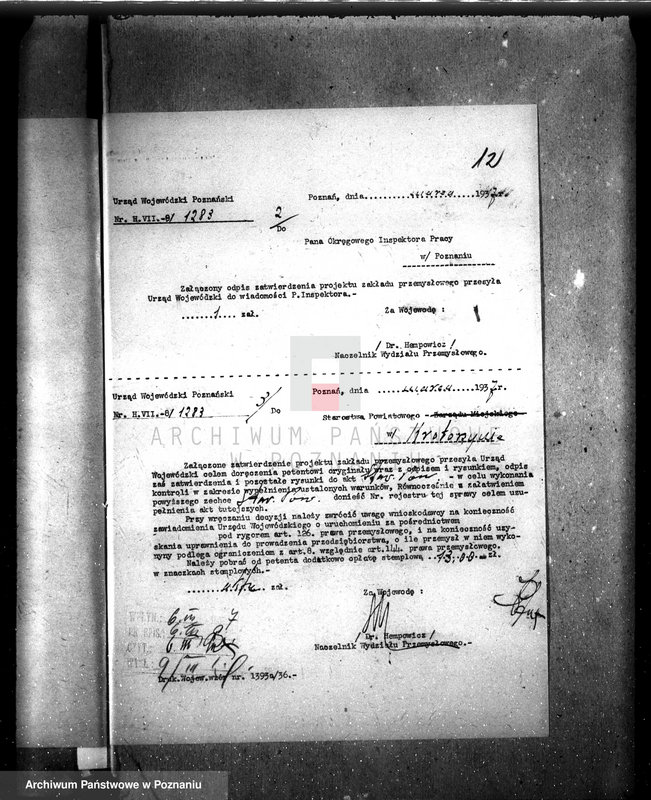 Obraz 17 z jednostki "Zatwierdzenie zakładu przemysłowego /cegielni parowej/ Fabryka dachówek i dren Spółka z o.o. B. Weber w Zdunach pow. krotoszyński"