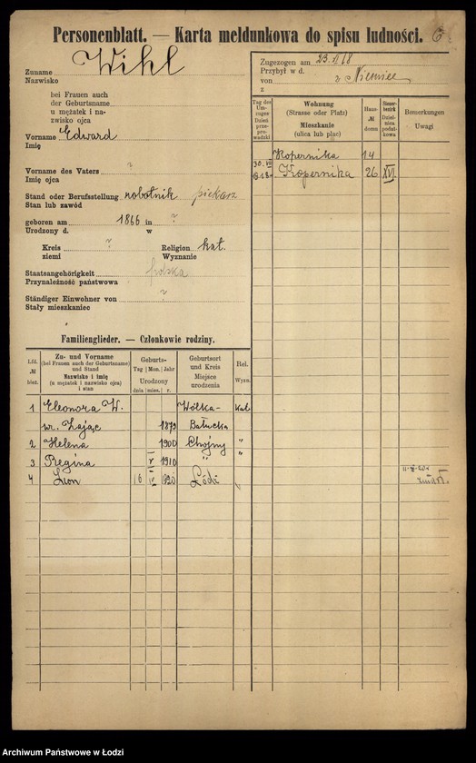 Obraz 8 z jednostki "[Spis ludności Łodzi] Wiktoszewska - Wilde"