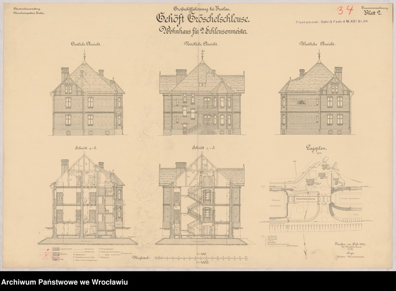 image.from.unit.number "Großschiffahrtsweg bei Breslau. Gehöft Gröschelschleuse. Blatt 1-3"