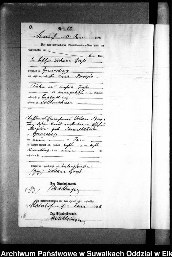 image.from.unit.number "Sterbe-Neben-Register des Preussischen Standes-Amtes Gr. Strengeln Kreis Angerburg"