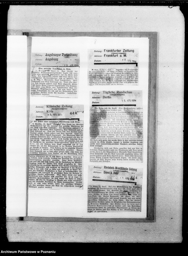 Obraz 12 z jednostki "Sprawy kościelne a Polska [wycinki z prasy niemieckiej]"