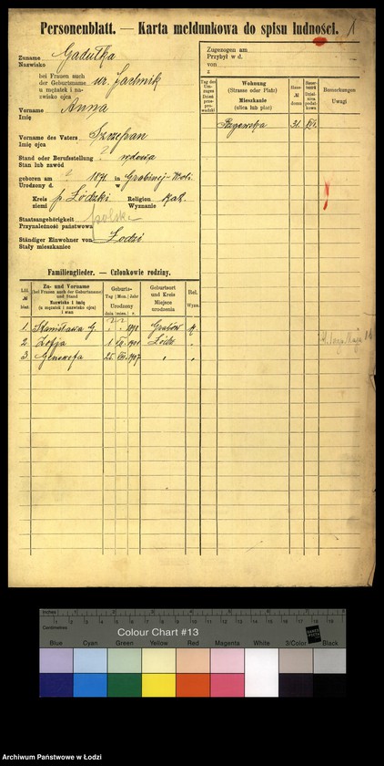Obraz 3 z jednostki "[Spis ludności Łodzi] Gadułka - Gajewski"