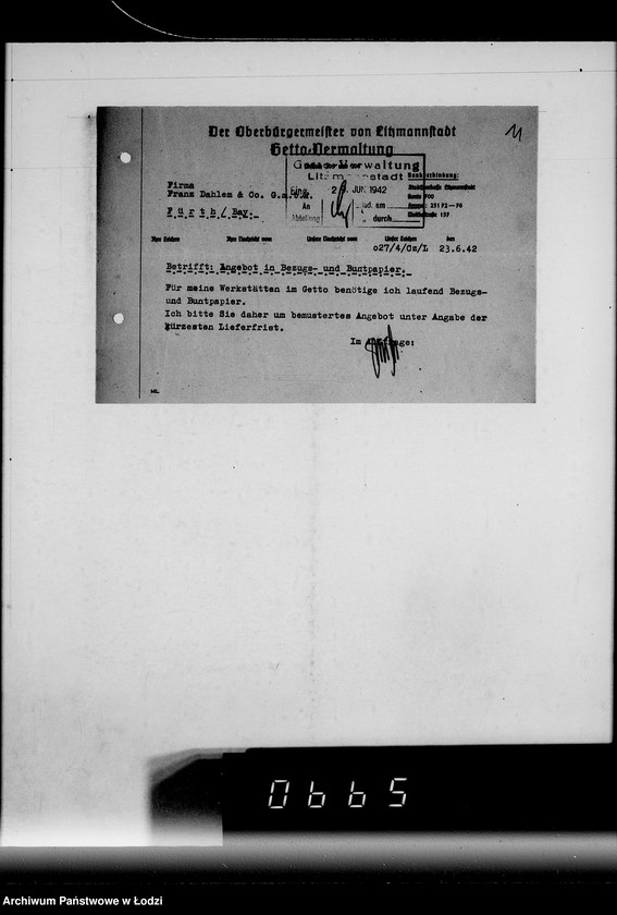 Obraz 15 z jednostki "Buntpapier.[Zapotrzebowania dla Getta]"