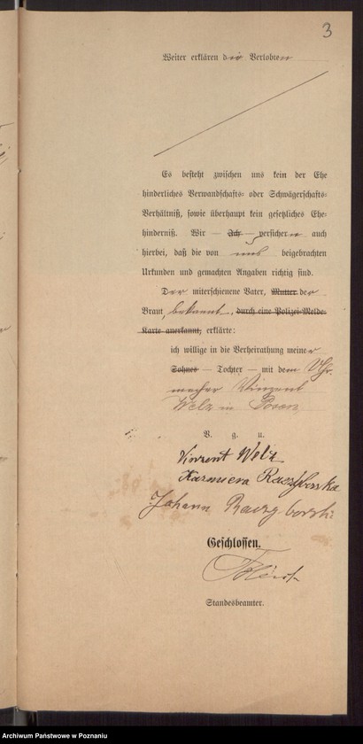 Obraz 5 z jednostki "Die von den Verlobten beigebrachten Urkunden zur Eheschliessung pro 1898"