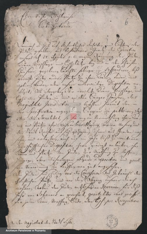 Obraz 8 z jednostki "Korespondencja, zarządzenia, wyroku władzy zwierzchniej miasta Leszna tj. Ant. Sułkowskiego i jego urzędników w sprawach administracyjno - porządkowych, finansowych i spornych; język niemiecki"