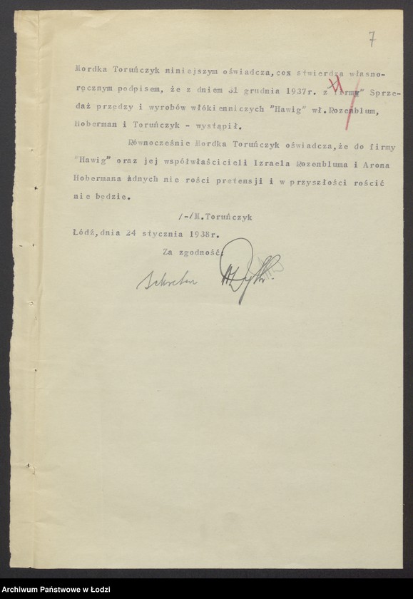 Obraz 9 z jednostki "Izrael Rozenblum, Aron Hoberman- sprzedaż przędzy i wyrobów włokienniczych"