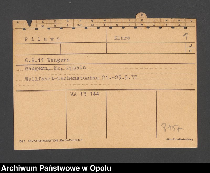 Obraz 3 z jednostki "[Pilawa Klara, ur. 06.08.1911 Wengern]"