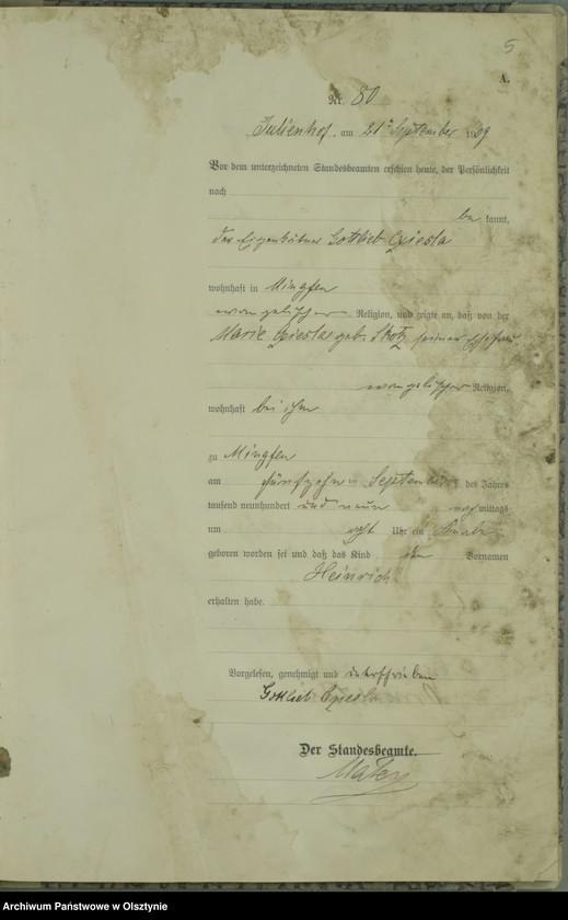 image.from.unit.number "Geburts-Register Nr 76-121 [1909], Nr 1-110 [1910]"