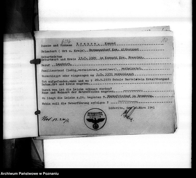 Obraz 14 z jednostki "Wykazy miejscowych Niemców, którzy zginęli w 1939 roku"