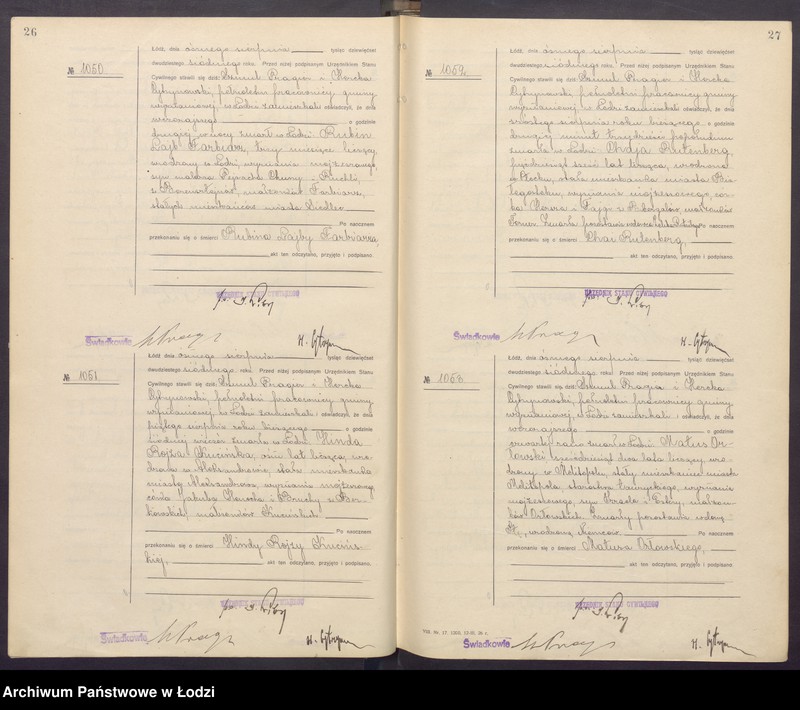 Obraz 16 z jednostki "Akta zgonów od numeru 1000 do numeru 1868"